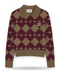 Polo a manica lunga Donna Mc2 Saint Barth - Long Sleeves Knit Polo SB Argyle Hearts 1945 - Marrone/Bordeaux