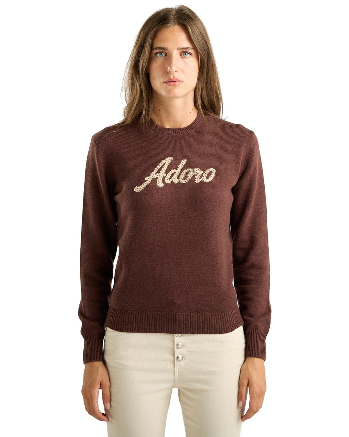Maglioni Donna Mc2 Saint Barth - New Crewneck Sweater Adoro 18 Strass - Bordeaux