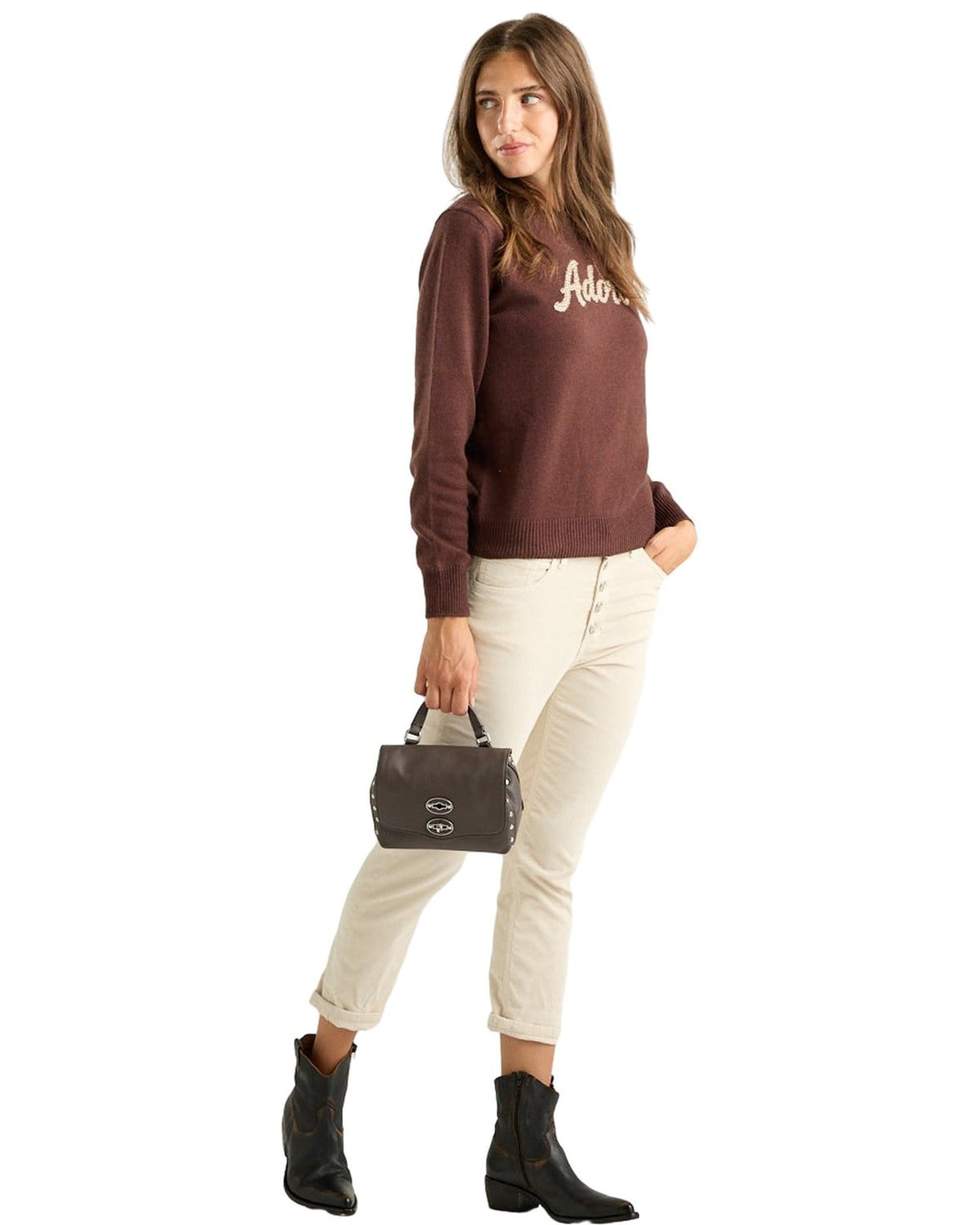 Maglioni Donna Mc2 Saint Barth - New Crewneck Sweater Adoro 18 Strass - Bordeaux
