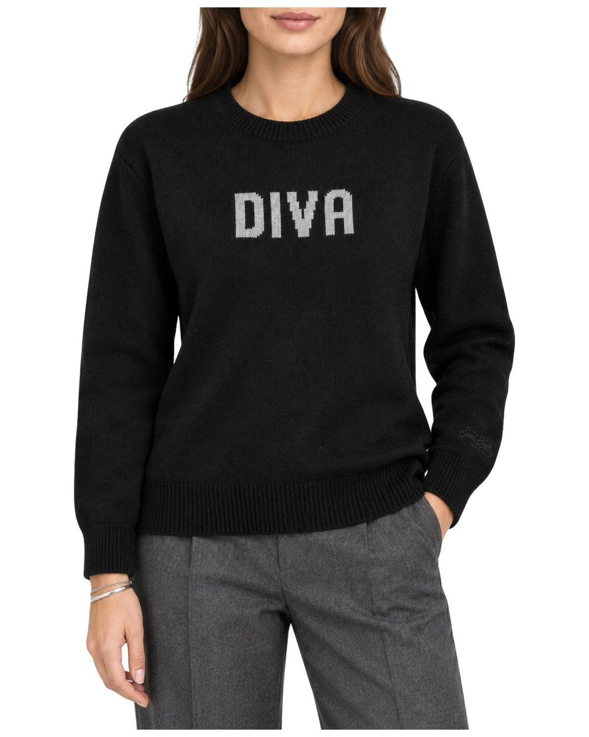 Maglioni Donna Mc2 Saint Barth - New Crewneck Sweater Diva 00AR - Nero