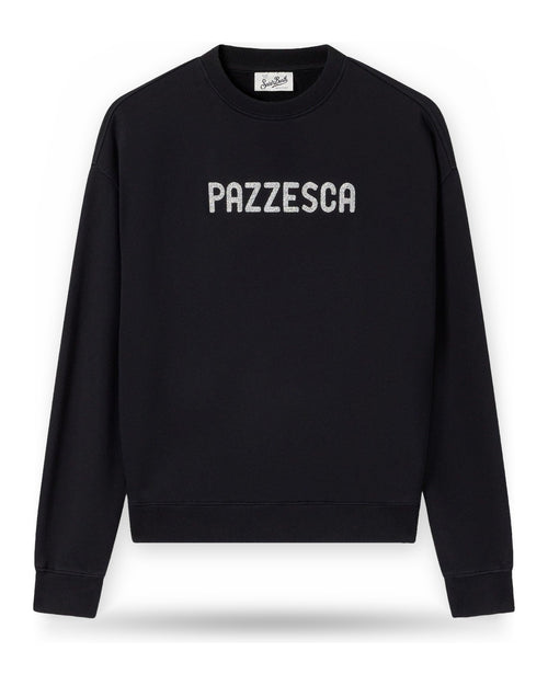 Felpe senza cappuccio Donna Mc2 Saint Barth - Roundneck Sweatshirt Pazzesca 00 Glitter - Nero