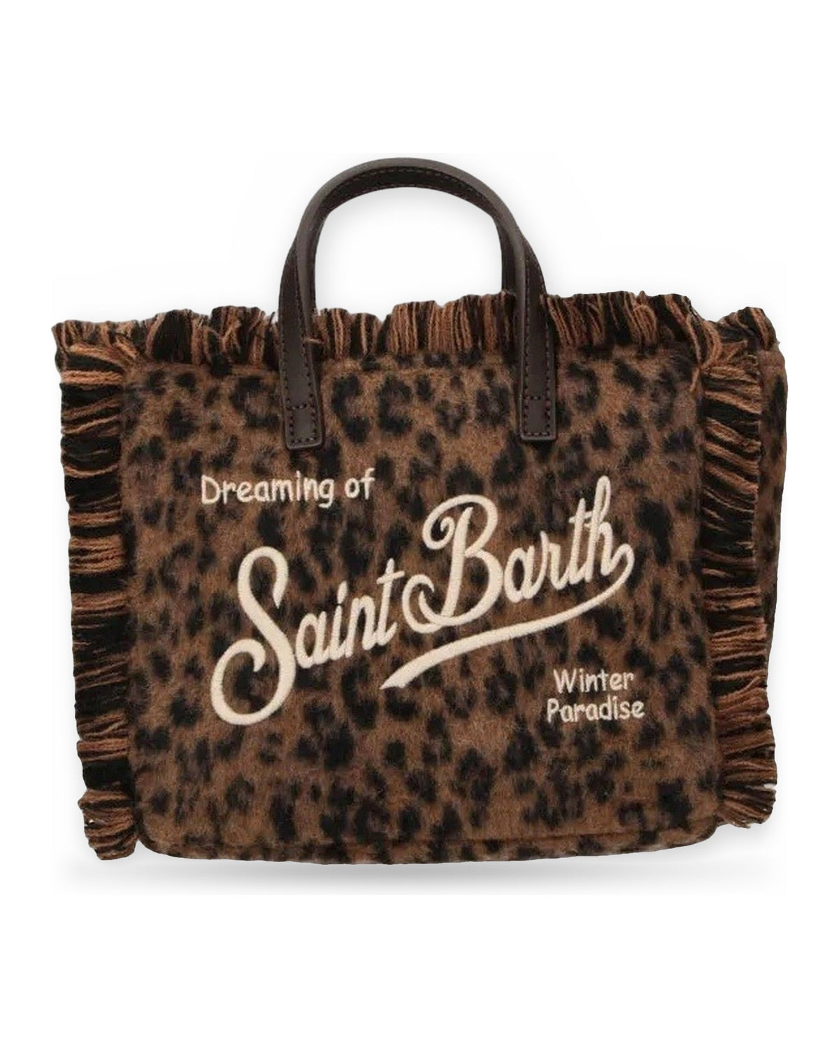 Borse a spalla Unisex Mc2 Saint Barth - Small Bag with Strap Vanity Mini Felt N Dark Leopard 18 Emb - Marrone/Nero