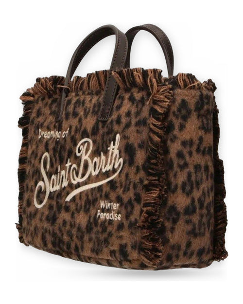 Borse a spalla Unisex Mc2 Saint Barth - Small Bag with Strap Vanity Mini Felt N Dark Leopard 18 Emb - Marrone/Nero