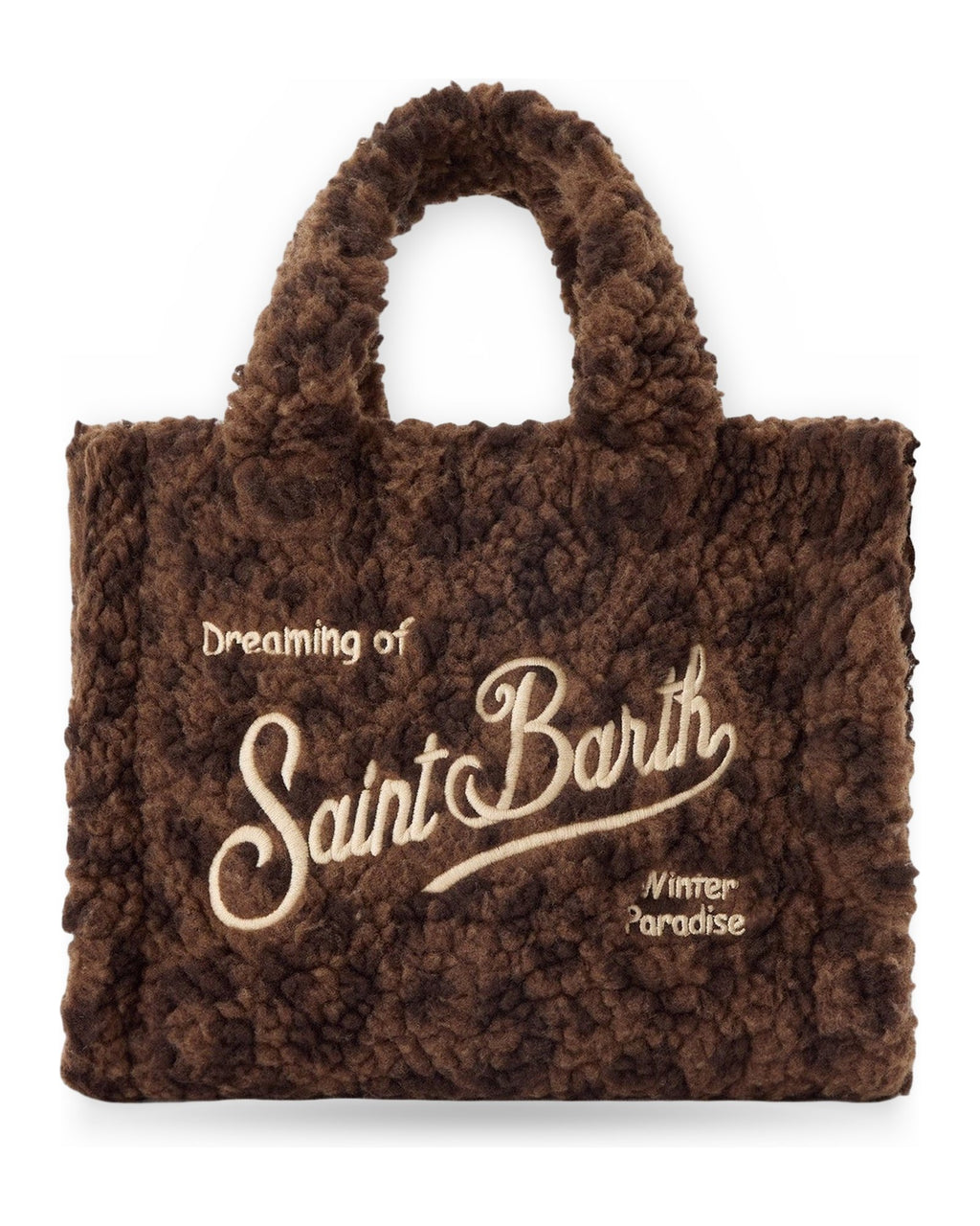 Borse a spalla Unisex Mc2 Saint Barth - Small Bag with Strap Vanity Mini Teddy Dark Leopard 18 Emb - Multicolore