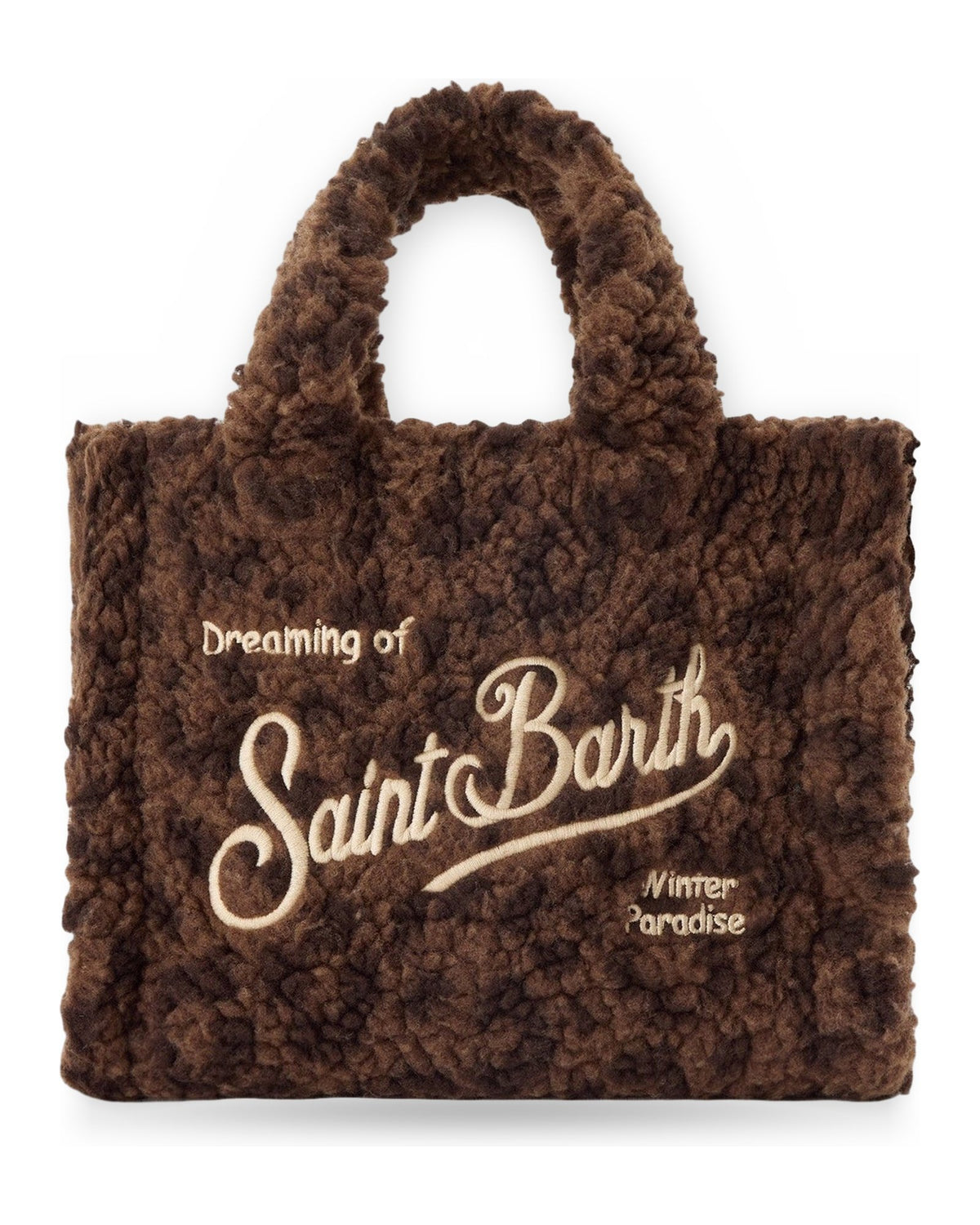 Borse a spalla Unisex Mc2 Saint Barth - Small Bag with Strap Vanity Mini Teddy Dark Leopard 18 Emb - Multicolore