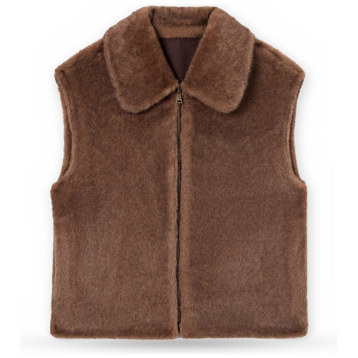 Gilet Donna Mc2 Saint Barth - Faux Shearling Gilet 18D Dark Brown SB Patch - Marrone