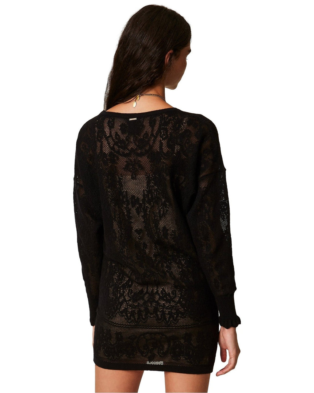Vestiti casual Donna Twinset - Mini Abito In Maglia Jacquard - Nero