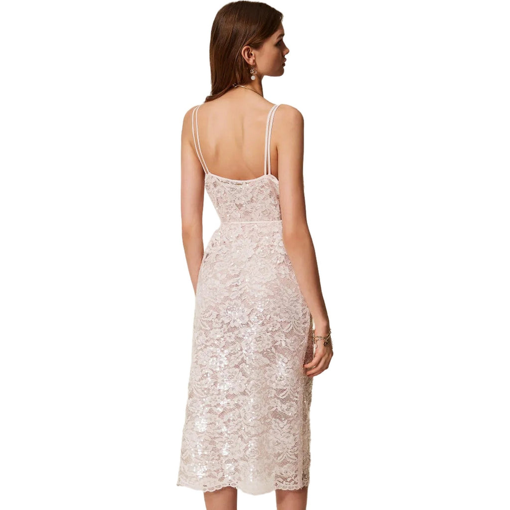Vestiti da sera e cerimonia Donna Twinset - Abito Lungo C/Spallini E Sottoveste E Cintura - Rosa
