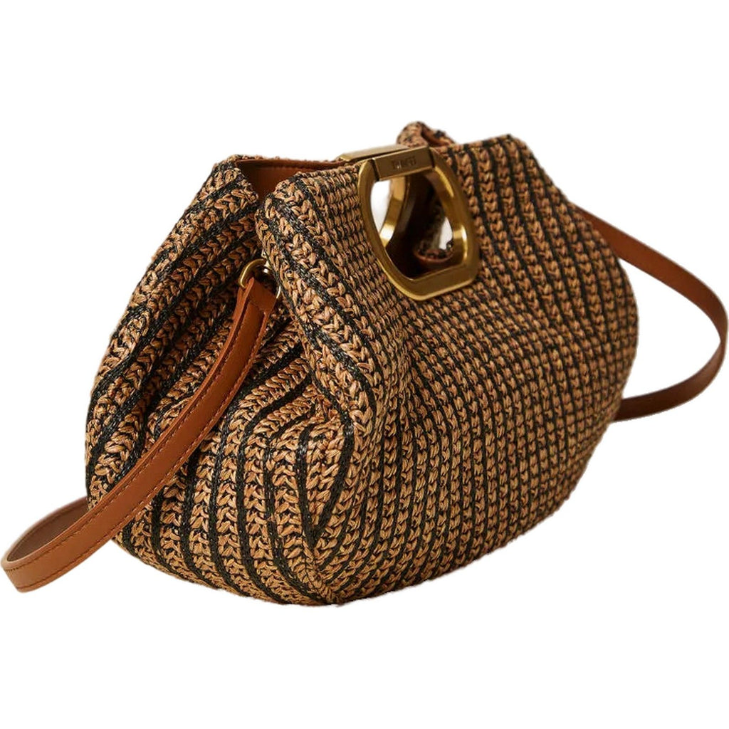 Pochette e Clutch Donna Twinset - Maxi Clutch Effetto Paglia - Marrone