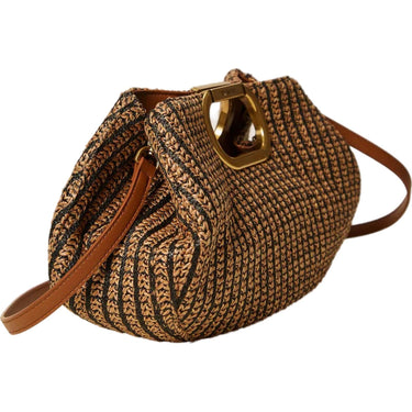 Pochette e Clutch Donna Twinset - Maxi Clutch Effetto Paglia - Marrone