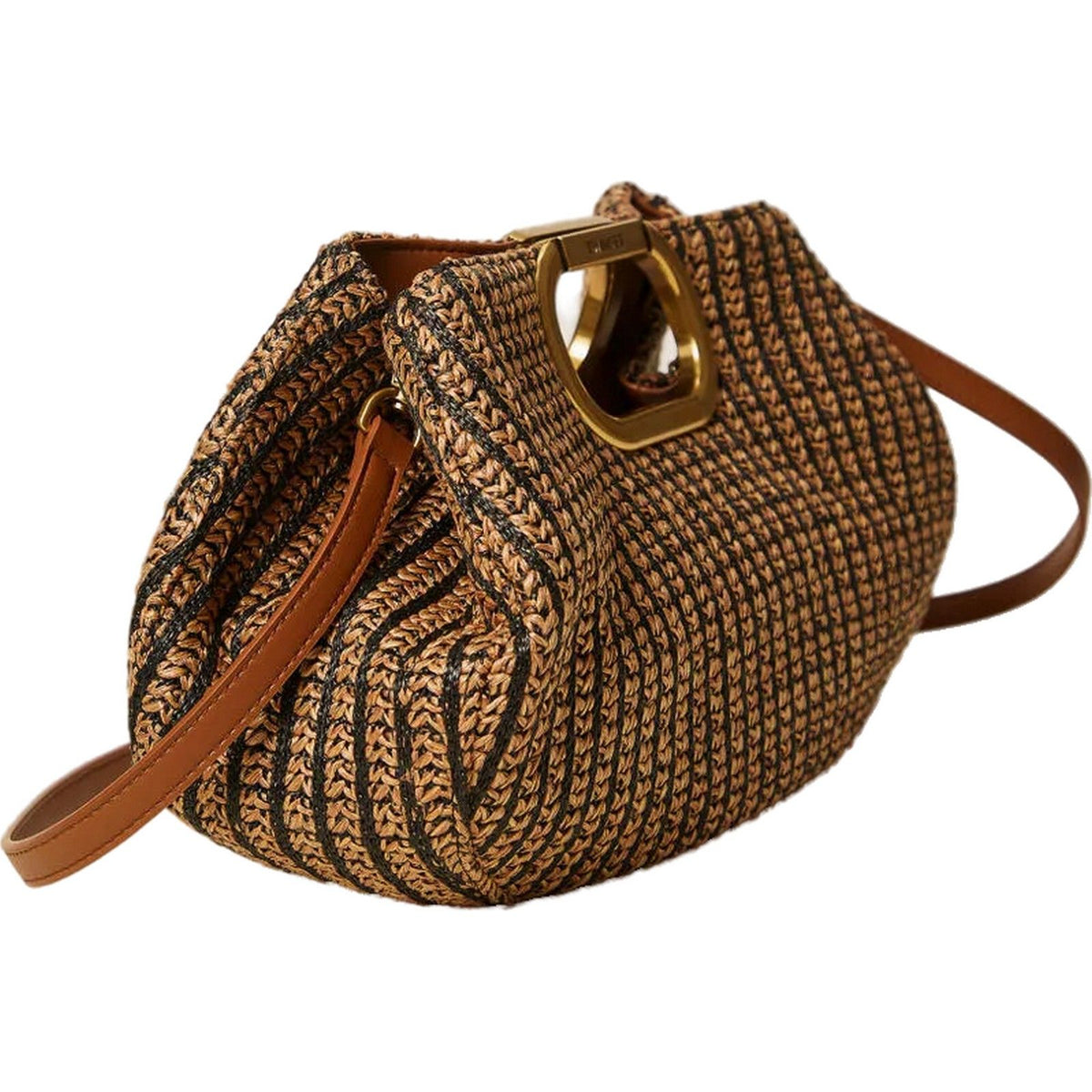 Pochette e Clutch Donna Twinset - Maxi Clutch Effetto Paglia - Marrone