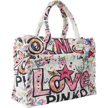 Borse a spalla Donna Pinko - Beach Shopper Canvas Stampa Gr - Bianco di Pinko su Gianni Foti