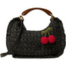 Borse a mano Donna Twinset - Hobo Effetto Paglia C/Ciliegia Crochet - Nero