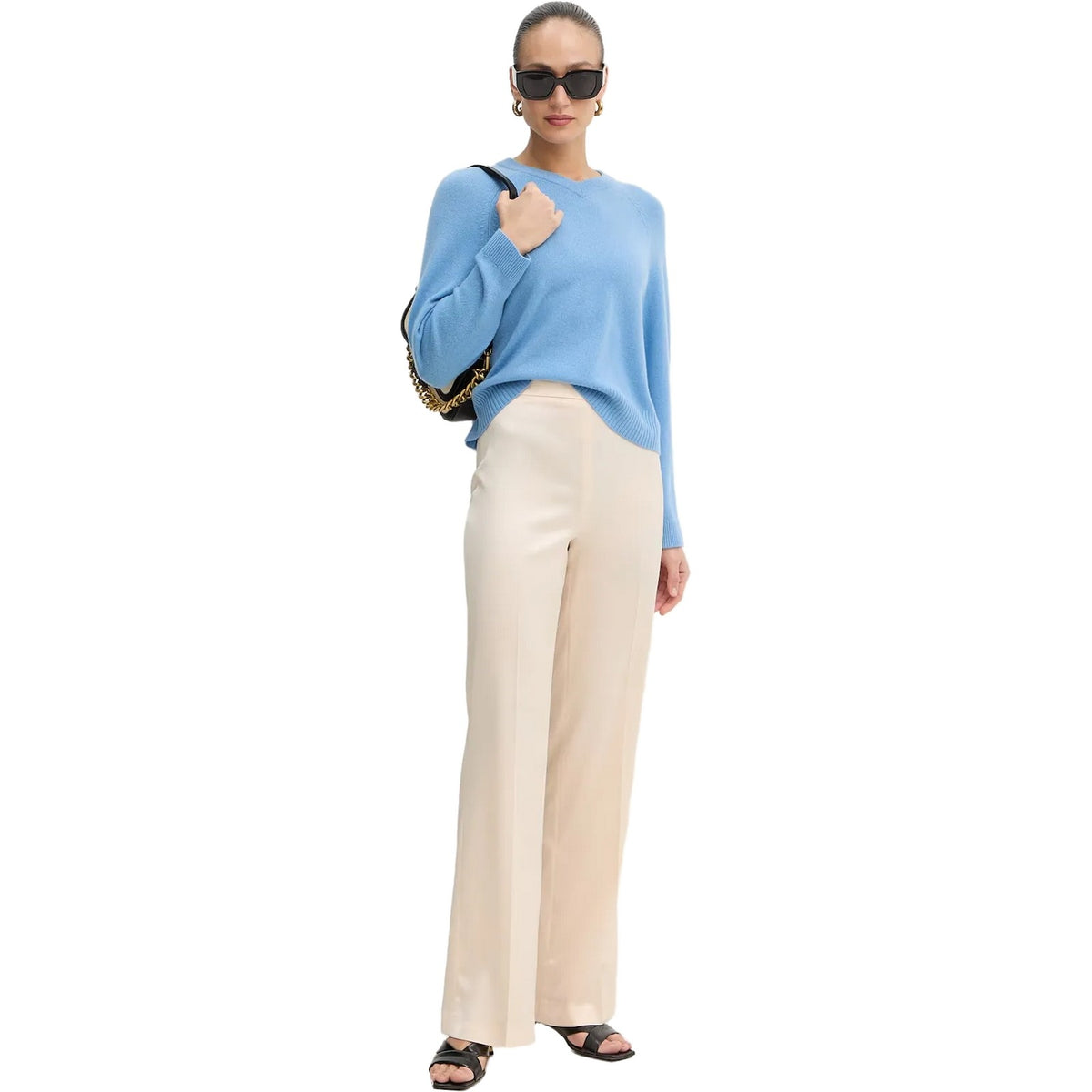 Pantaloni Donna Twinset - Pantalone Wide Vita Alta - Beige