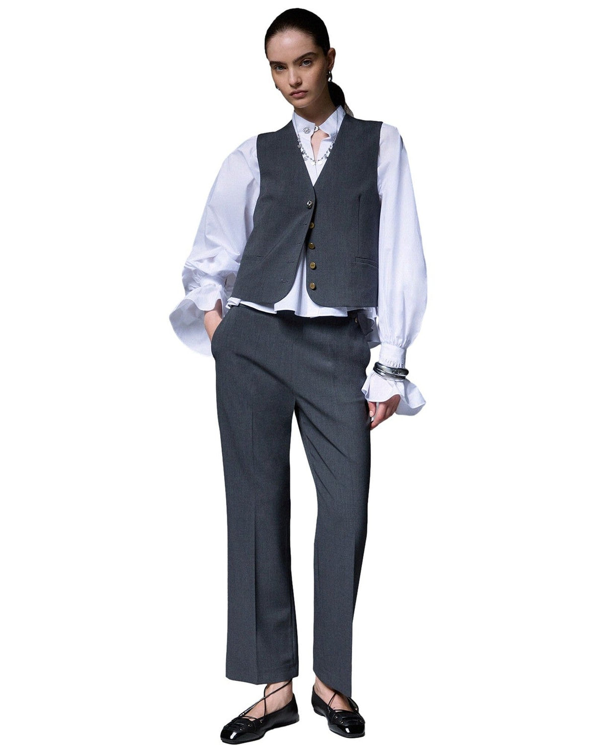 Pantaloni Donna Liu Jo - Pant. Trombetta Flanella - Grigio