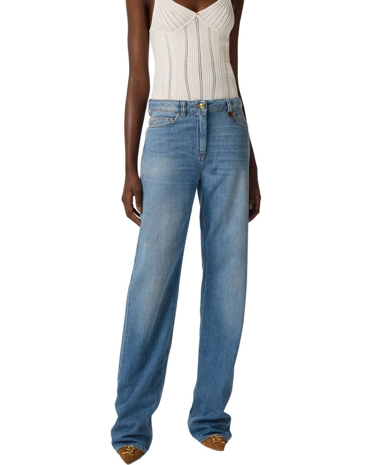 Pantaloni Donna Elisabetta Franchi - Pantalone mod. jeans - Celeste