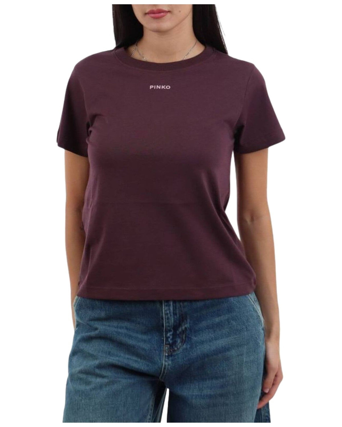T-shirt Donna Pinko - Basico T-Shirt Jersey Logo Pin - Bordeaux Scuro