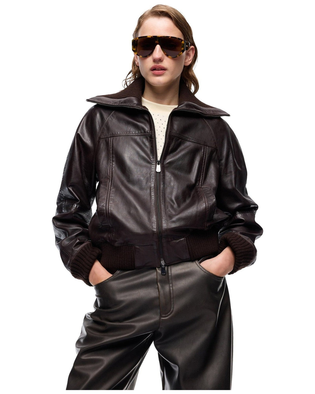 Giubbotti Donna Pinko - Bluma Bomber Pelle Lavata - Marrone
