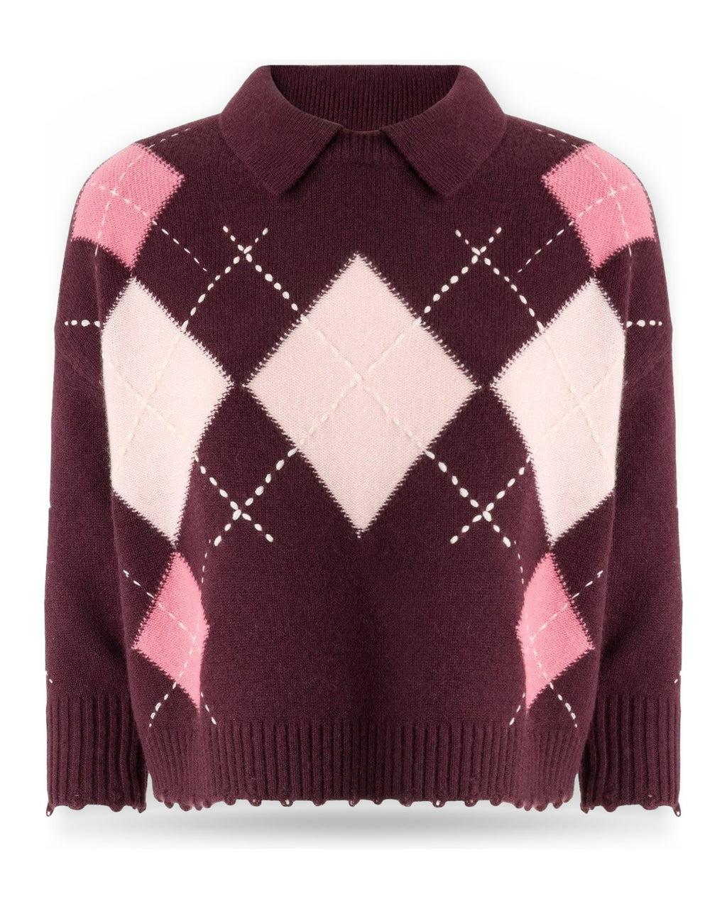 Polo Donna Pinko - Cork Polo Argyle Con Cloth Sti - Bordeaux
