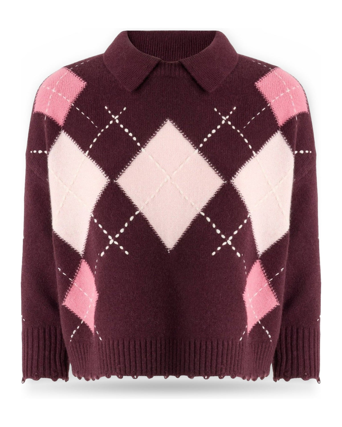 Polo Donna Pinko - Cork Polo Argyle Con Cloth Sti - Bordeaux