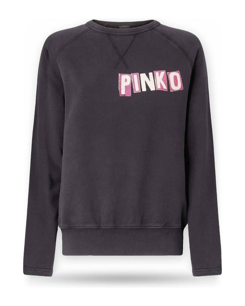 Felpe senza cappuccio Donna Pinko - Felpa Stampa Logo - Nero