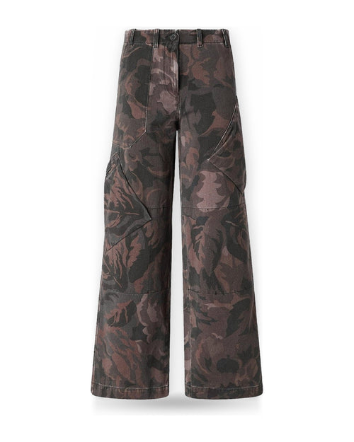 Pantaloni Donna Pinko - Haiku Pantalone Cotone Stampat - Nero/Marrone