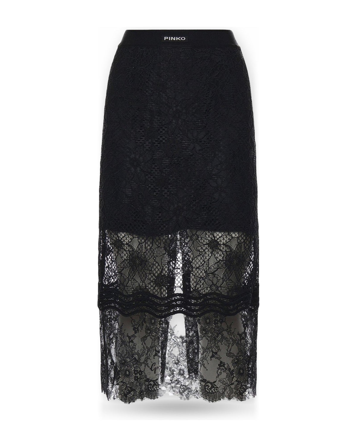 Gonne casual Donna Pinko - Harmonie Gonna Pizzo Rebrode - Nero