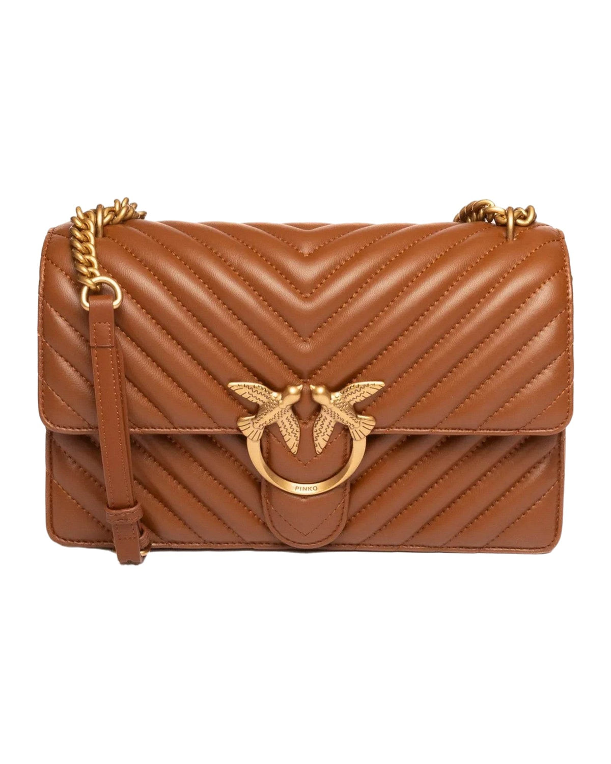 Borse a spalla Donna Pinko - Love One Classic Dc Sheep Napp - Cuoio