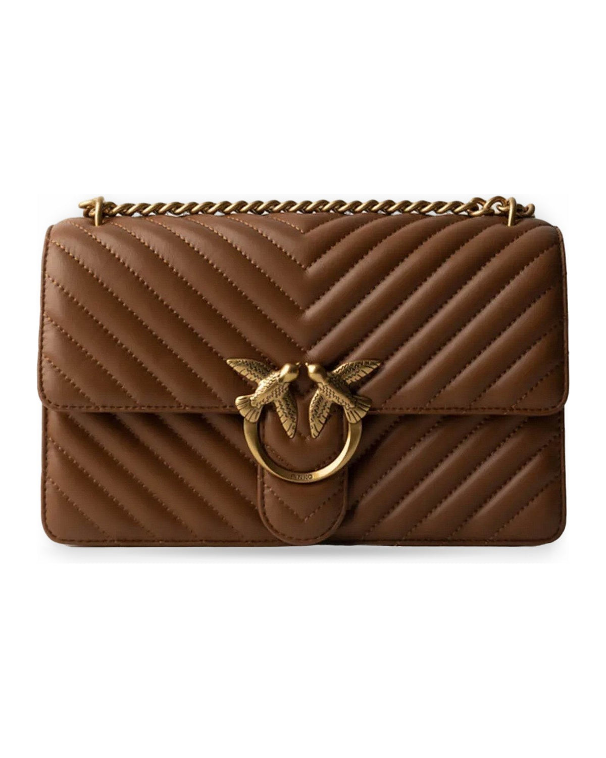 Borse a spalla Donna Pinko - Love One Classic Dc Sheep Napp - Marrone