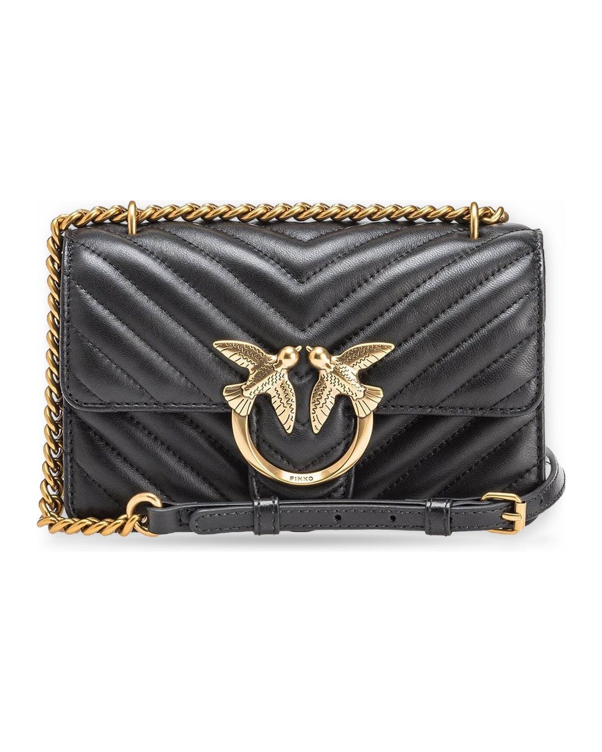 Borse a spalla Donna Pinko - Love One Mini Dc Sheep Nappa C - Nero