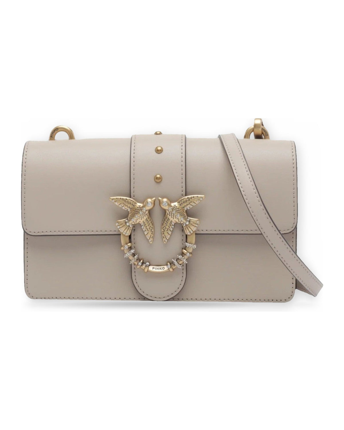 Borse a spalla Donna Pinko - Love One Mini New Buckle Vitel - Beige