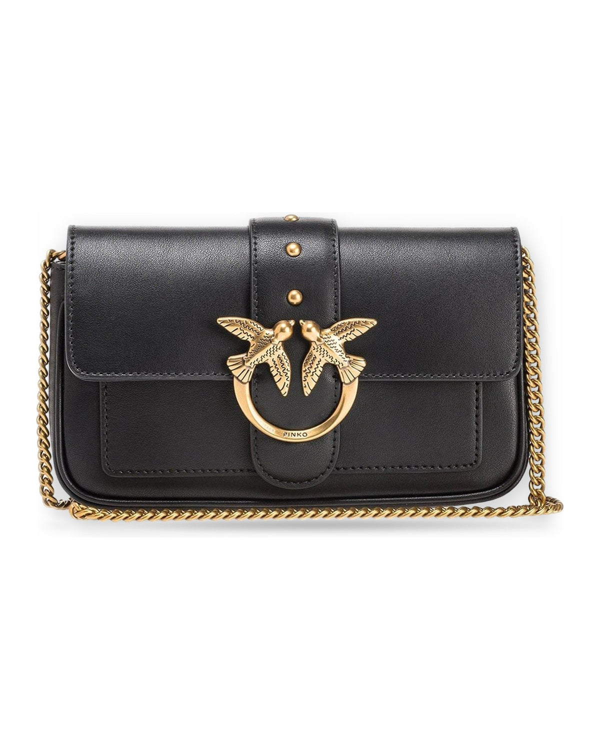 Borse a spalla Donna Pinko - Love One Pocket C Vitello Seta - Nero