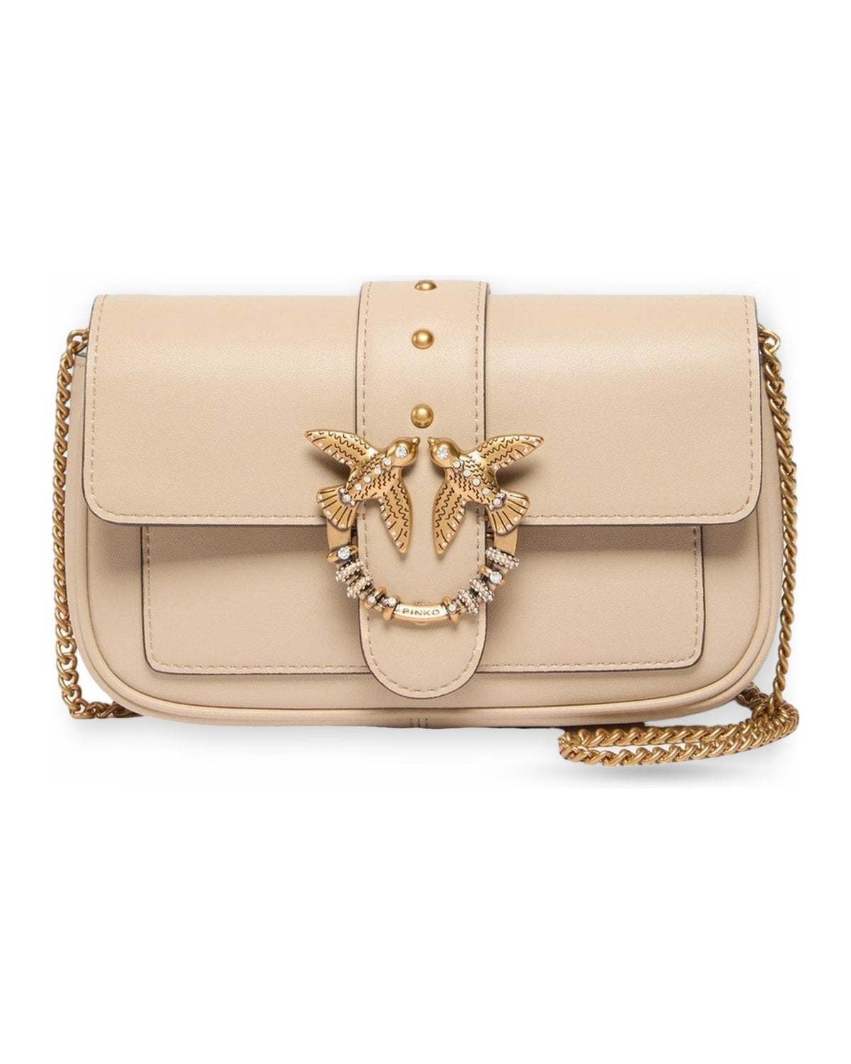 Borse a spalla Donna Pinko - Love Pocket New Buckle Vitello - Beige