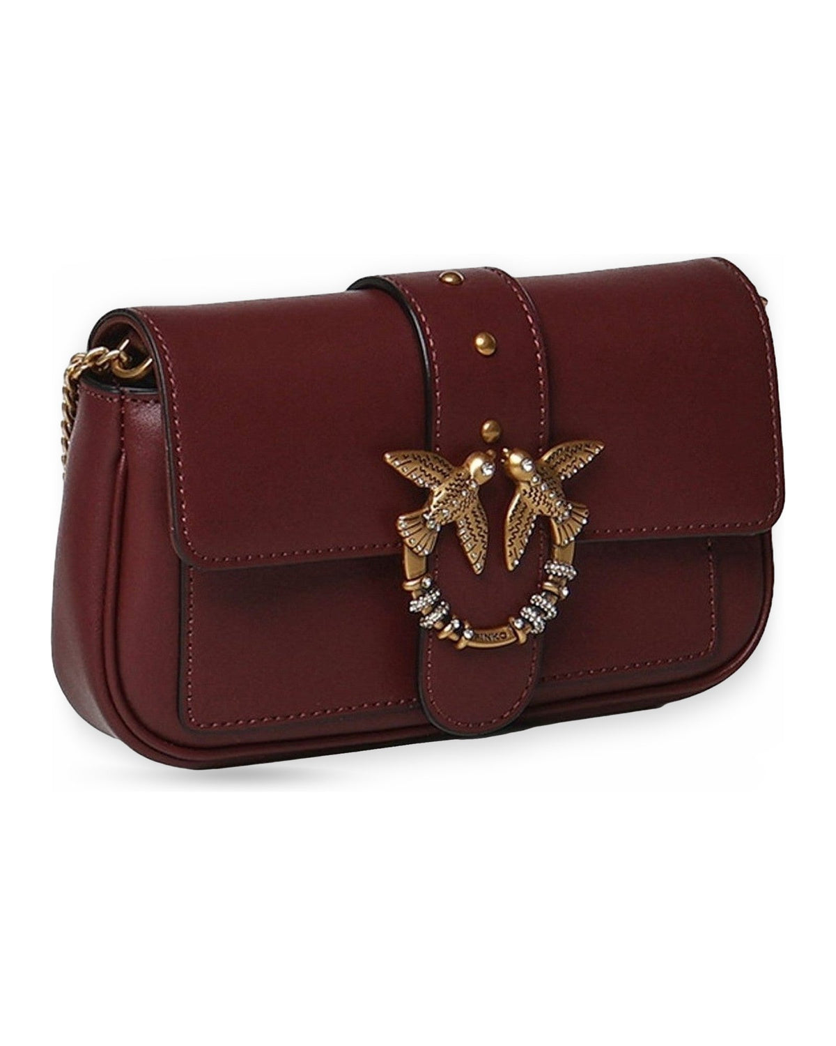Borse a spalla Donna Pinko - Love Pocket New Buckle Vitello - Bordeaux