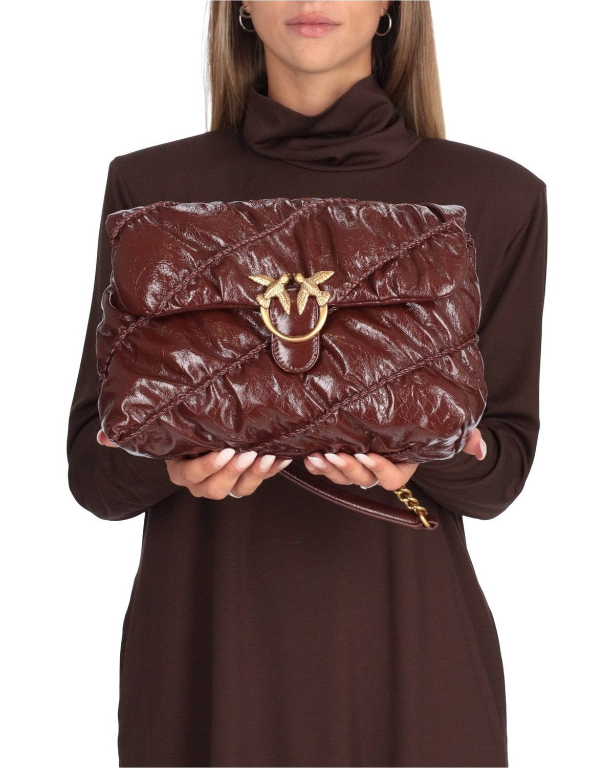 Borse a mano Donna Pinko - Love Puff Crinckle Classic New - Castano Intenso