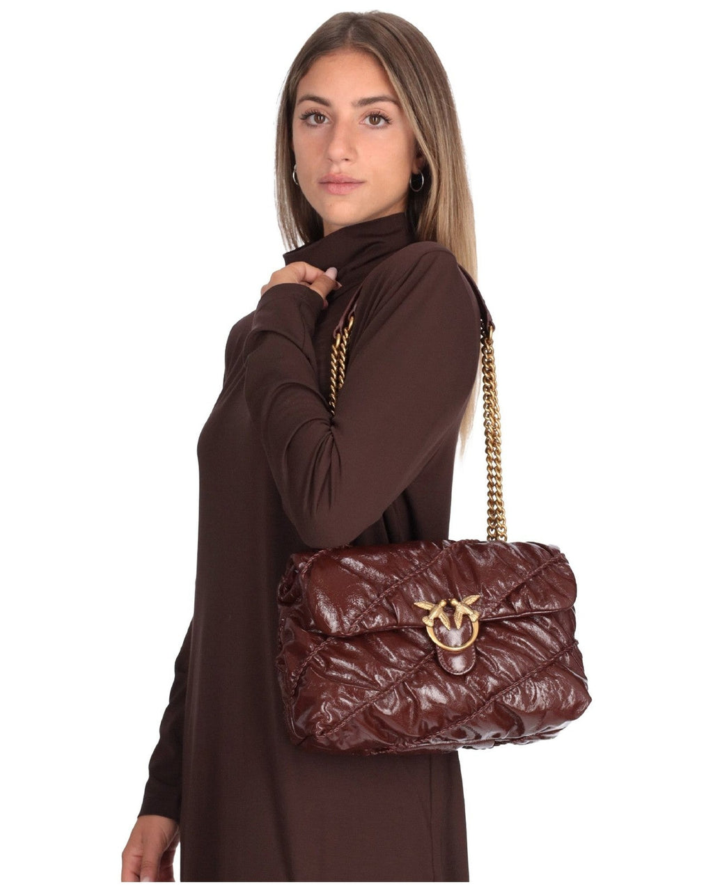 Borse a mano Donna Pinko - Love Puff Crinckle Classic New - Castano Intenso