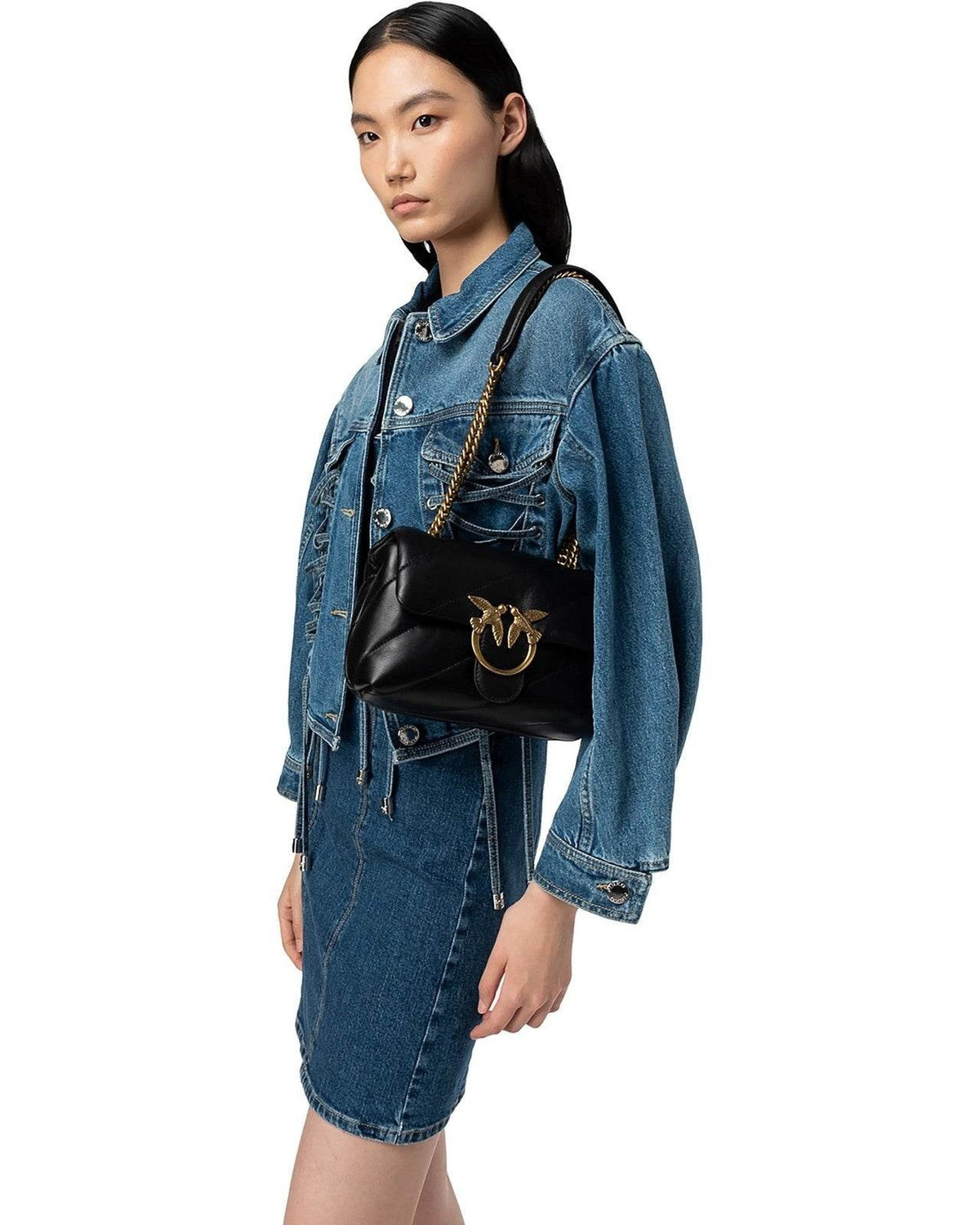 Borse a spalla Donna Pinko - Love Puff Mini Cl Sheep Nappa - Nero