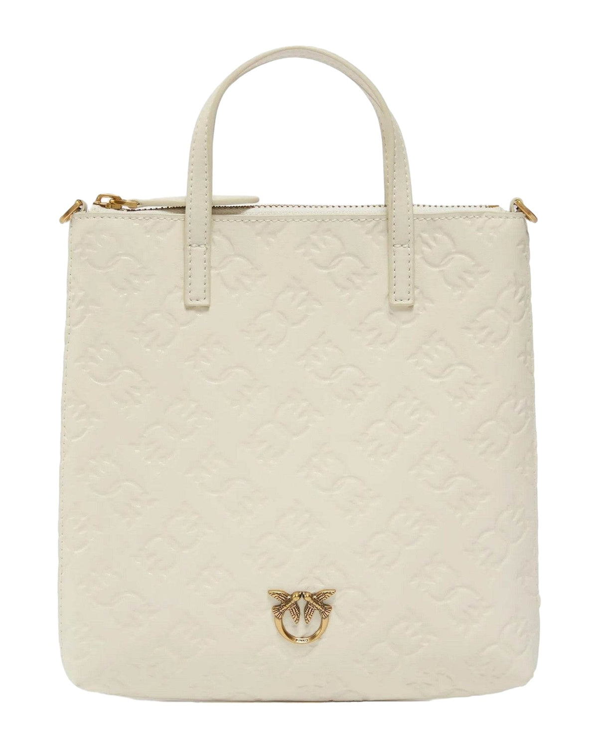 Borse a mano Donna Pinko - Mini Shopper Vitello Seta Logo - Bianco