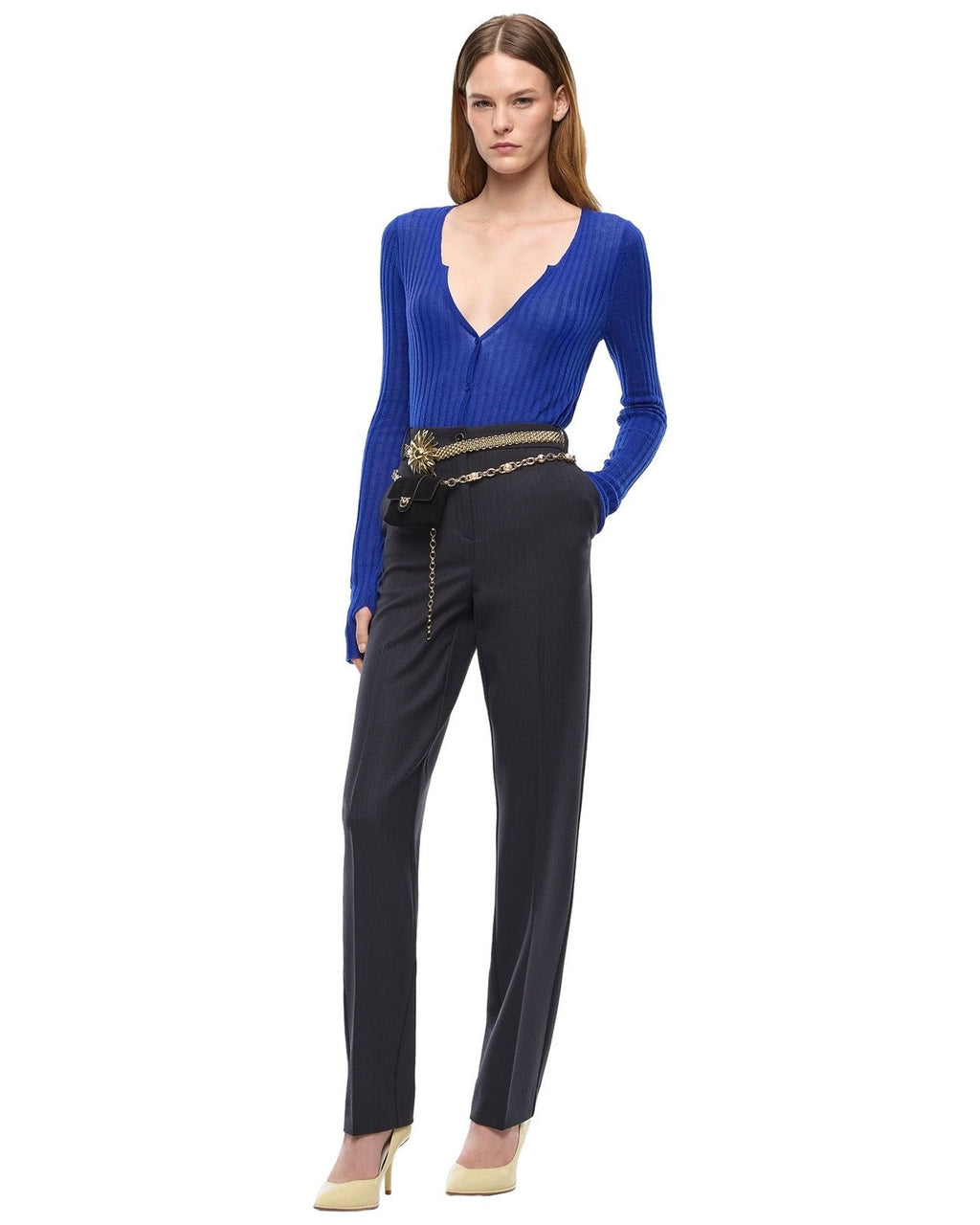 Pantaloni Donna Pinko - Pleione Pantalone Lana Armatur - Blu