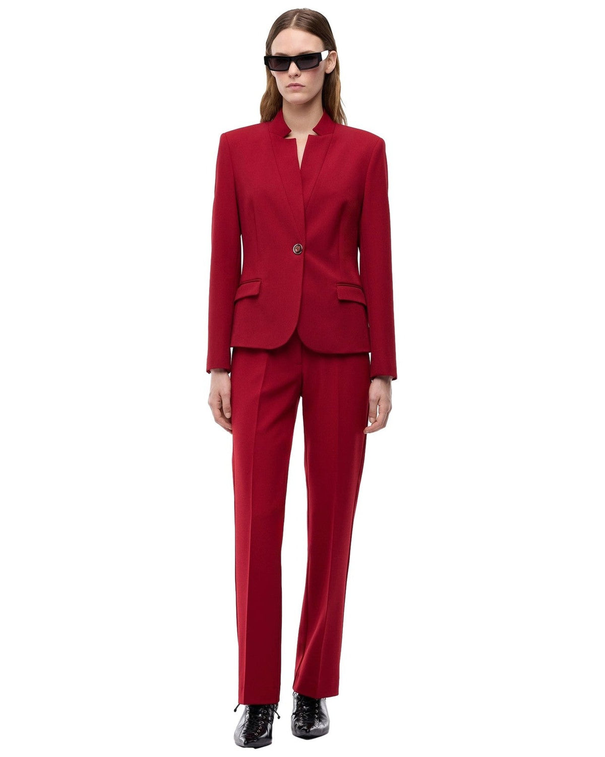 Pantaloni Donna Pinko - Protea Pantalone Crepe Poly Vi - Rosso
