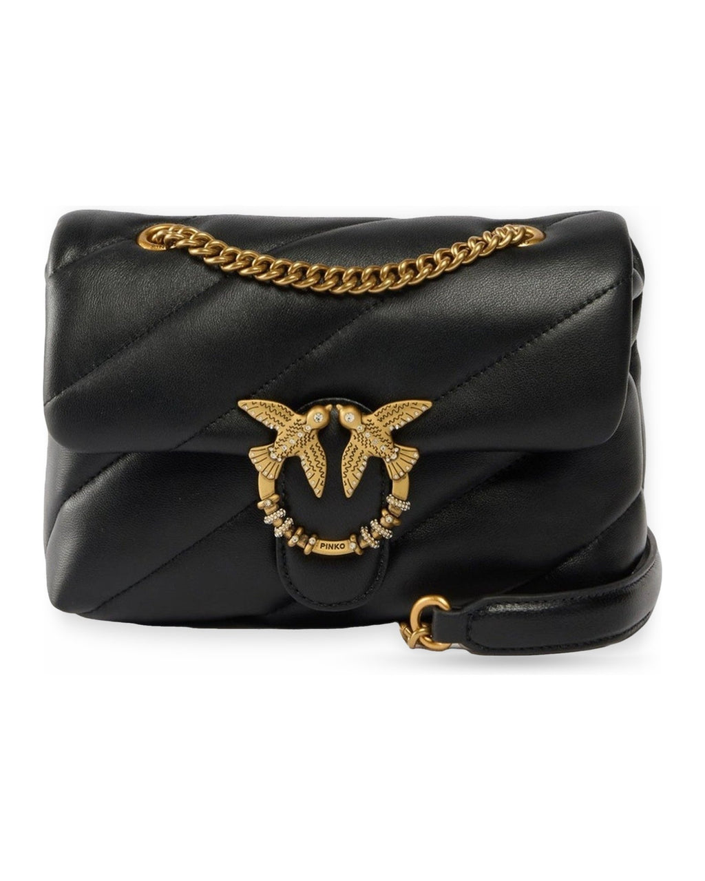 Borse a spalla Donna Pinko - Puff Mini New Buckle Sheep Nap - Nero