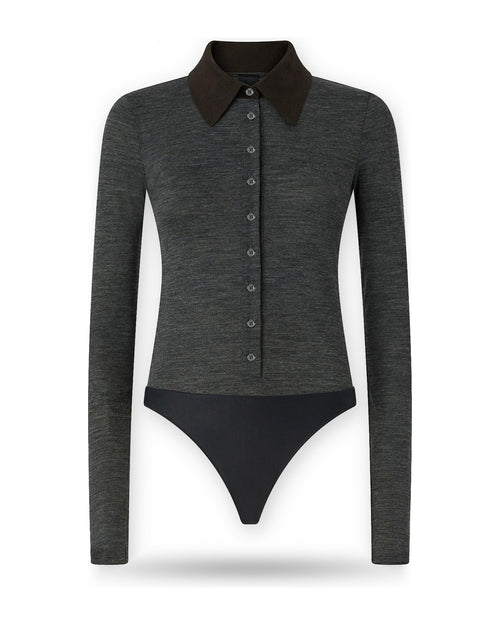 Body Donna Pinko - Rubesco Body Jersey Misto Lana - Grigio