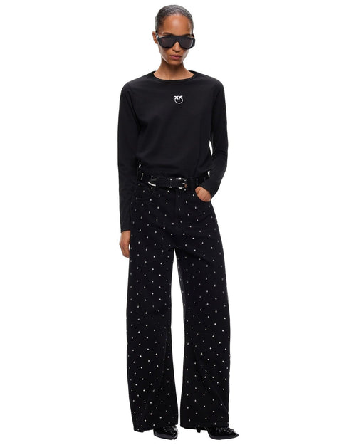 T-shirt Donna Pinko - Toblino T-Shirt Jersey Logo Fl - Nero