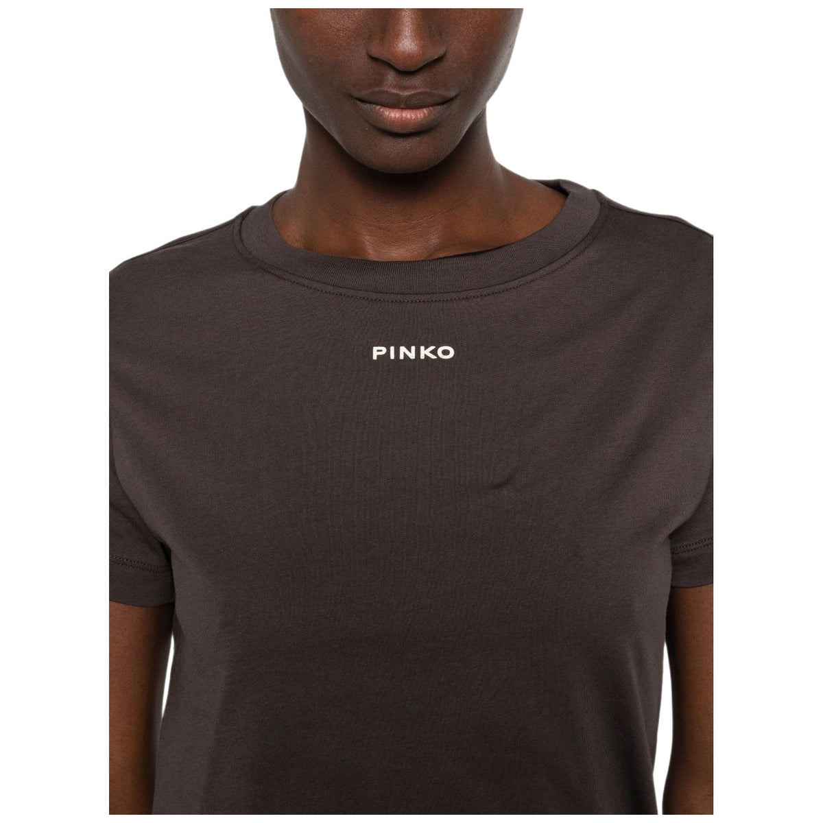 T-shirt Donna Pinko - Basico T-Shirt Jersey Logo Pin - Marrone Testa Moro