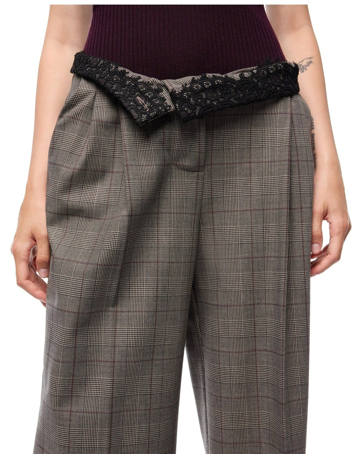 Pantaloni Donna Pinko - Plumeria Pantalone Misto Lana - Grigio/Marrone