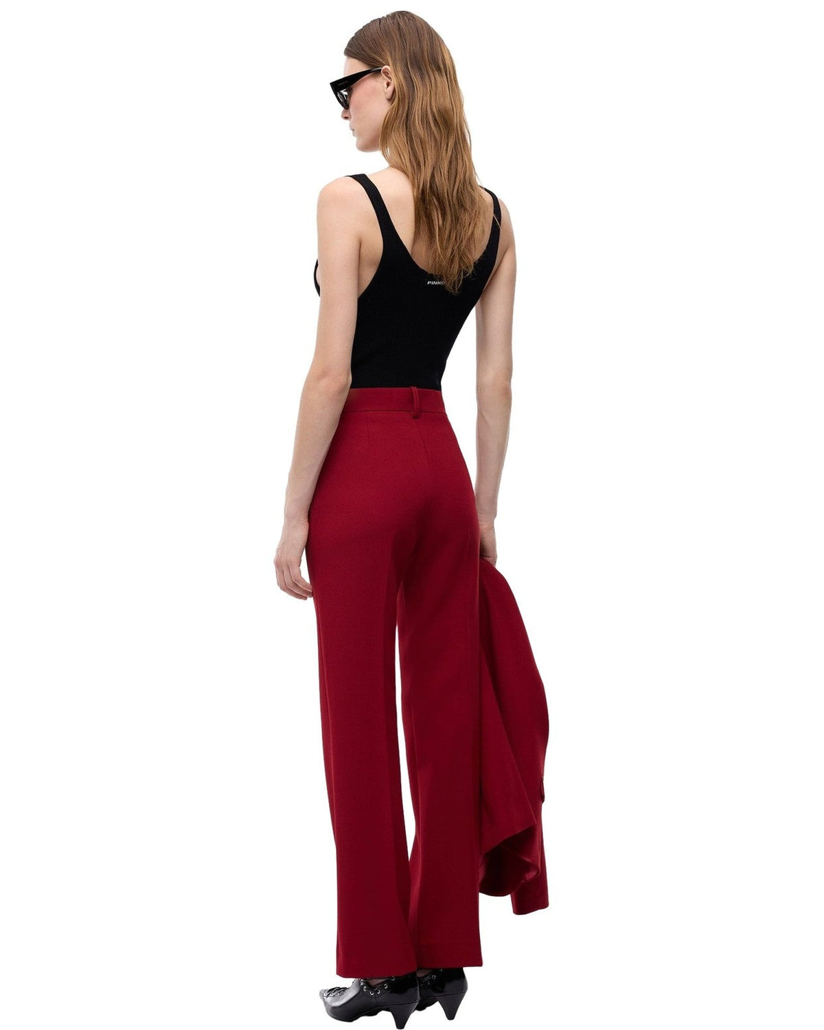Pantaloni Donna Pinko - Protea Pantalone Crepe Poly Vi - Rosso