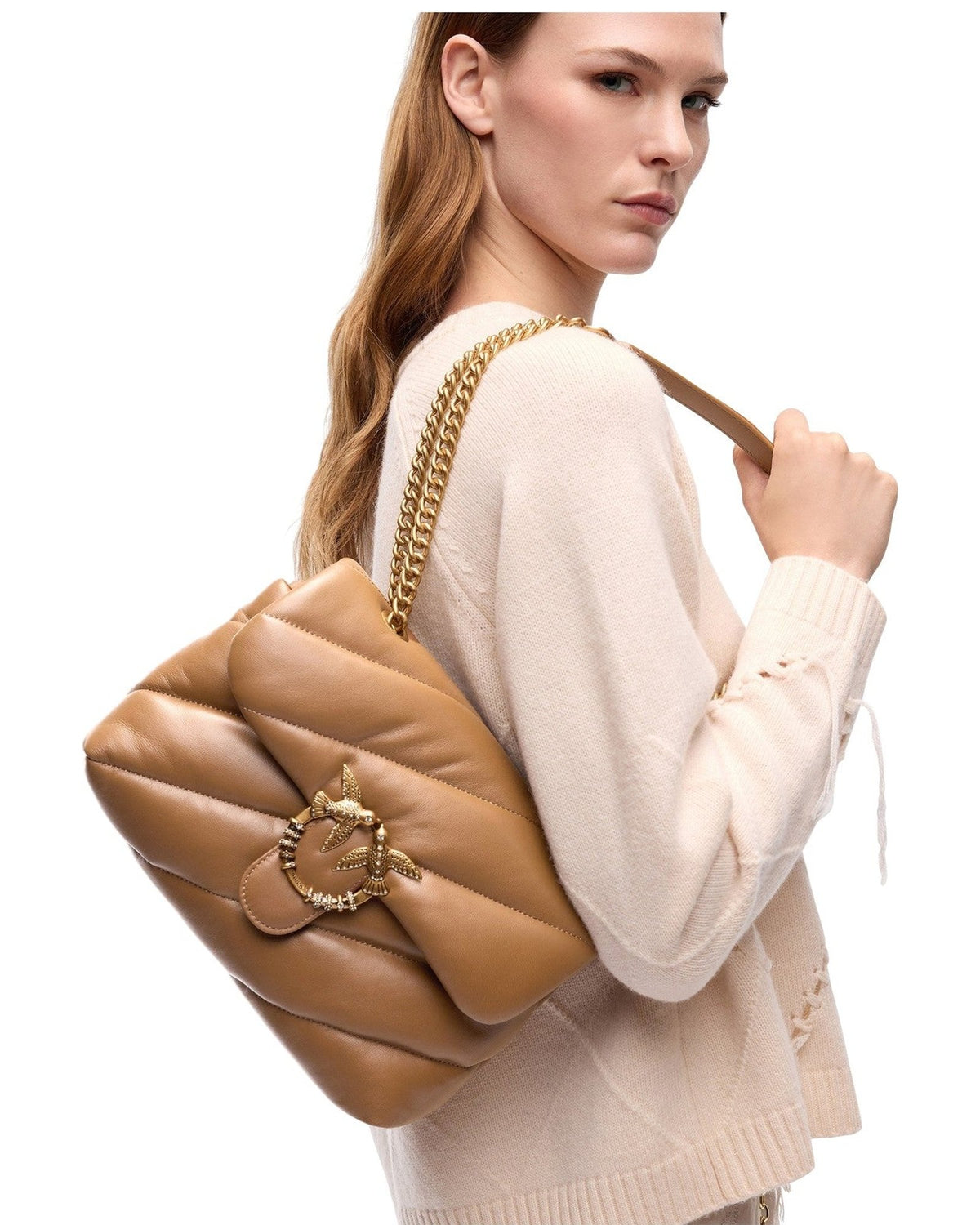 Borse a spalla Donna Pinko - Puff Classic New Buckle Sheep - Marrone