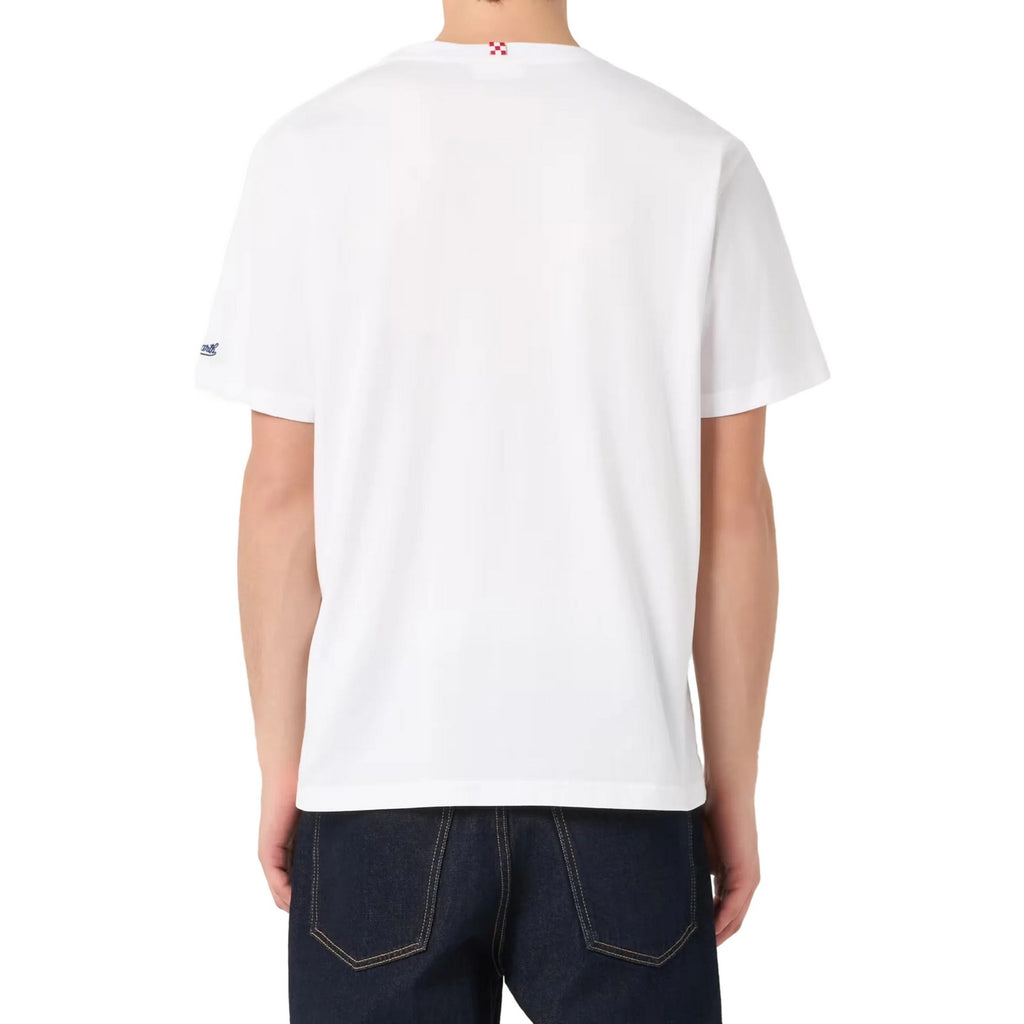 T-shirt Uomo Mc2 Saint Barth - Cotton T-Shirt With Front Pocket And Print - Bianco