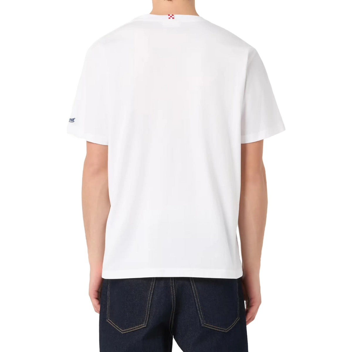 T-shirt Uomo Mc2 Saint Barth - Cotton T-Shirt With Front Pocket And Print - Bianco