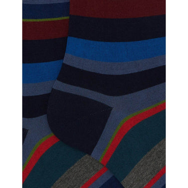 Calzini Uomo Gallo - Uomo Corto Co/Ea Leggero Righe Multi - Blu
